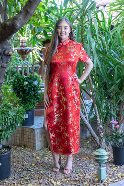 Traditional Red Chinese Silk Dress- Trendz & Traditionz Boutique