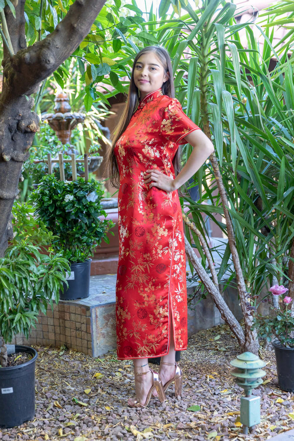 Traditional Red Chinese Silk Dress- Trendz & Traditionz Boutique