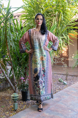 Long Silky Printed Gown - Trendz & Traditionz Boutique