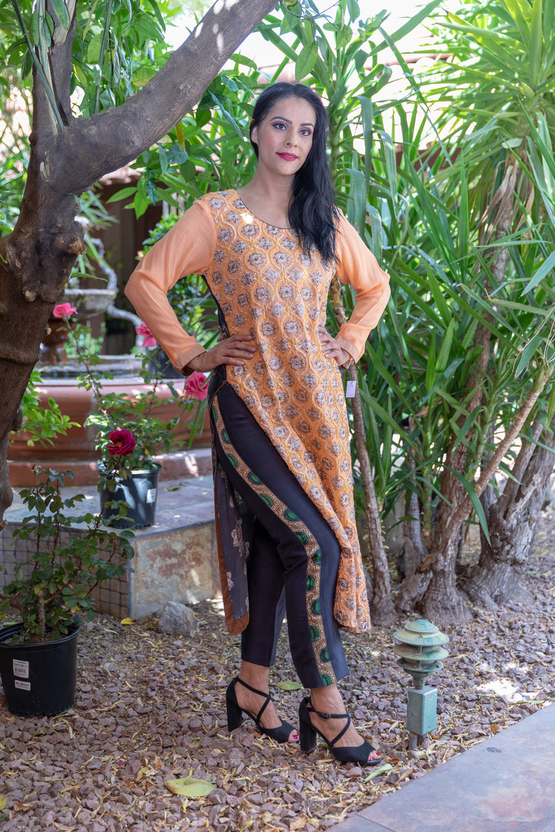 Peach Silk & Chiffon Suit Salwar Kameez- Trendz & Traditionz Boutique