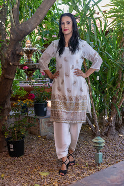 White Chiffon Embroidery Suit- Trendz & Traditionz Boutique