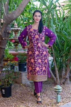 Magenta-Purple Cotton Silk Salwar Kameez Suit - Trendz & Traditionz Boutique 