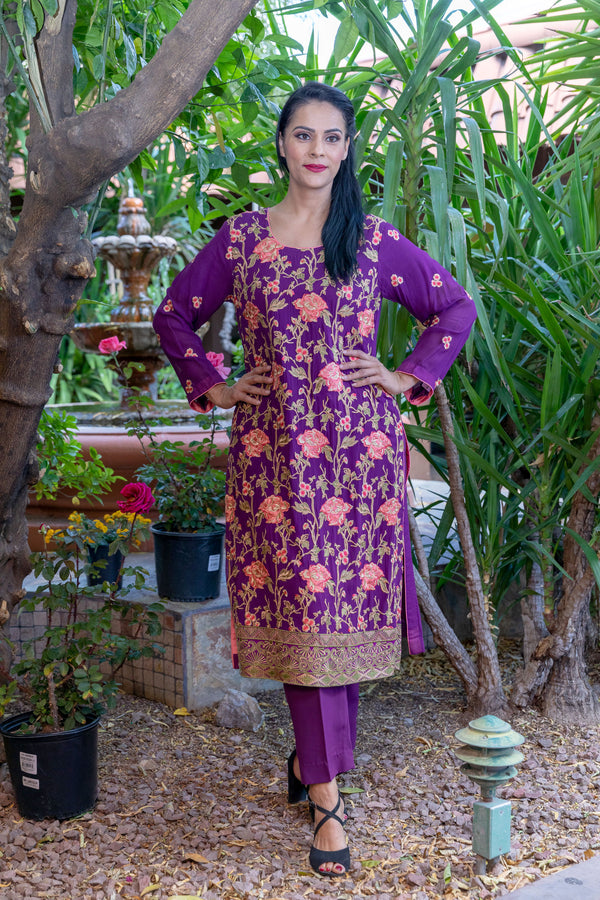 Magenta-Purple Cotton Silk Salwar Kameez Suit - Trendz & Traditionz Boutique 