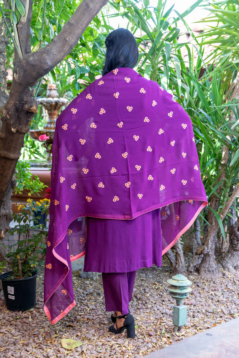 Magenta-Purple Cotton Silk Salwar Kameez Suit