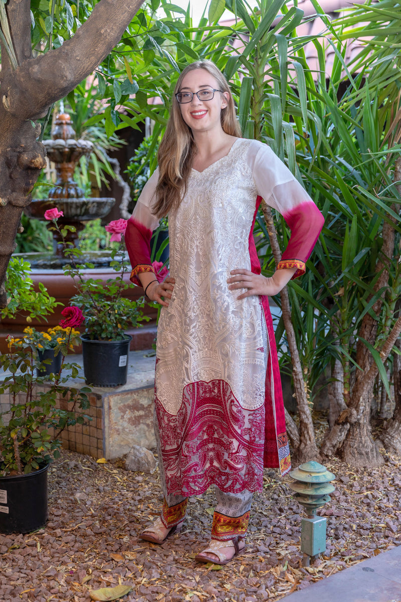 Embroidered Chiffon-Net-Cotton Asim Jofa Salwar Kameez Suit - Trendz & Traditionz Boutique 