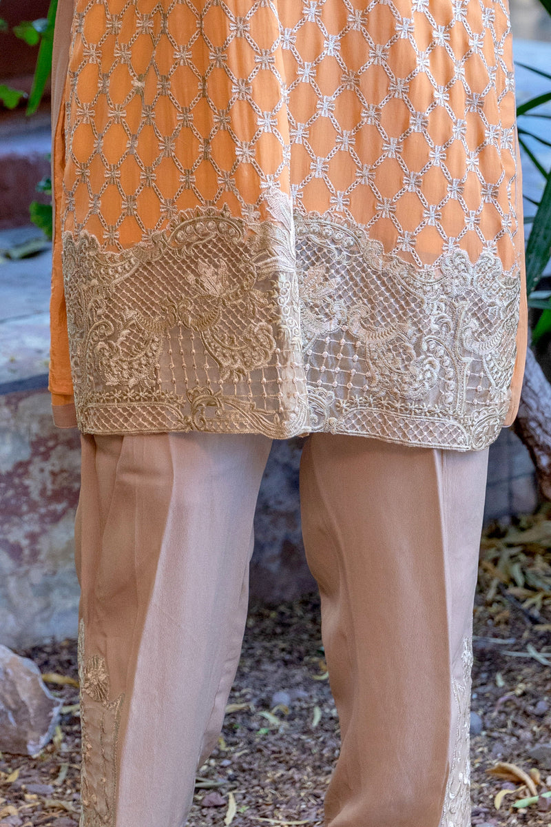 Orange Chiffon Salwar Kameez Suit - Trendz & Traditionz Boutique 