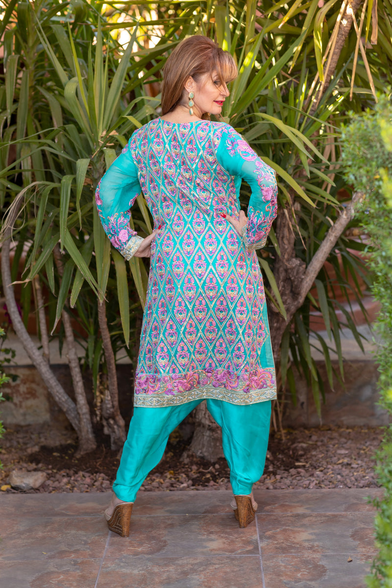 Bright Teal Blue Salwar Kameez Suit - Trendz & Traditionz Boutique