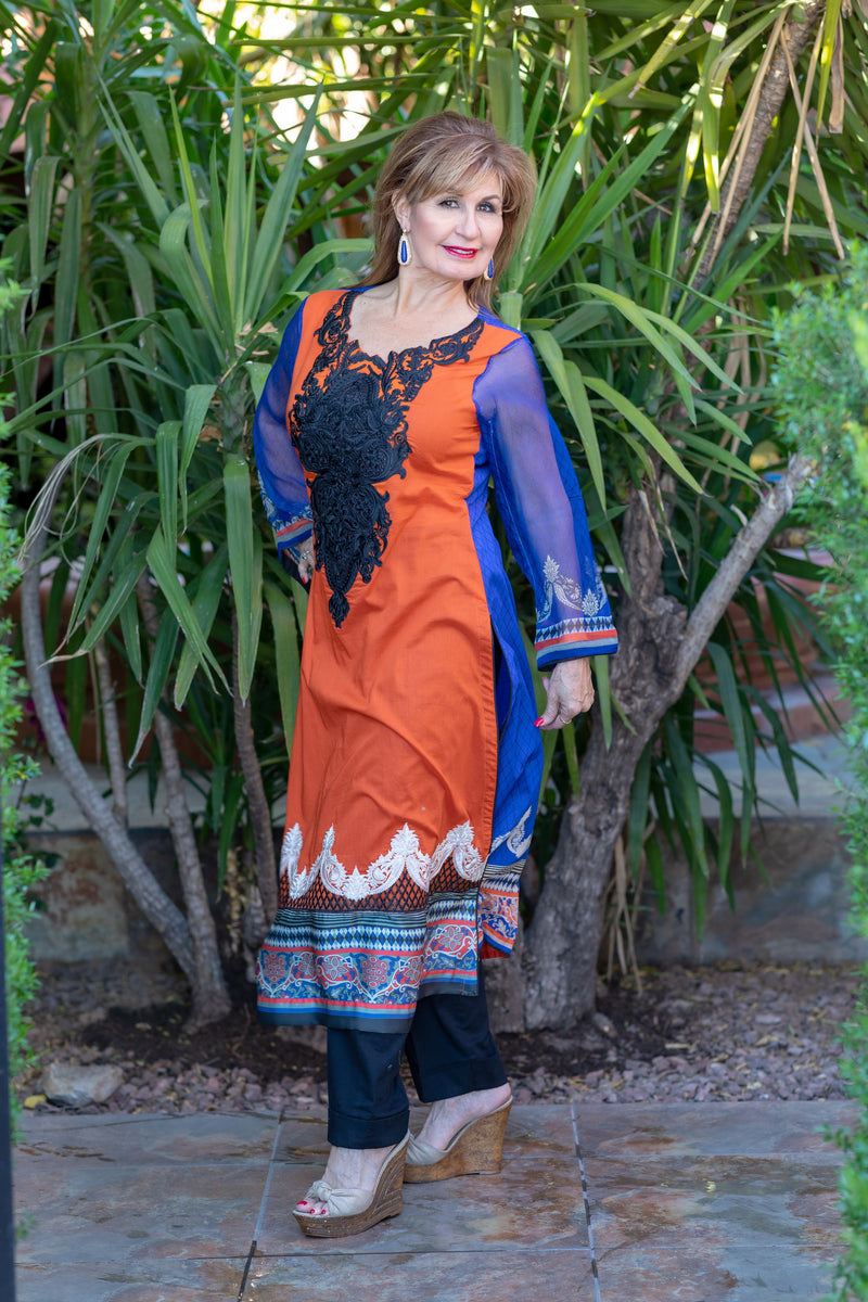 Orange Cotton Dress - Trendz & Traditionz Boutique