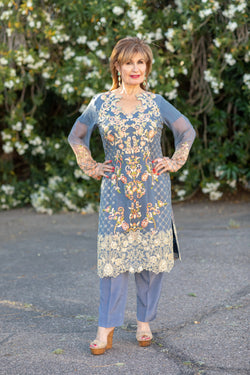 Blue Chiffon Salwar Kameez Suit - Trendz & Traditionz Boutique