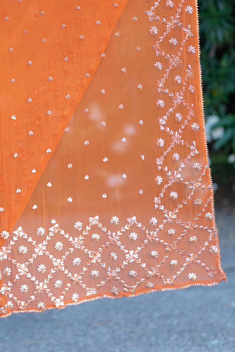 Orange Chiffon Suit - Salwar Kameez - Trendz & Traditionz Boutique