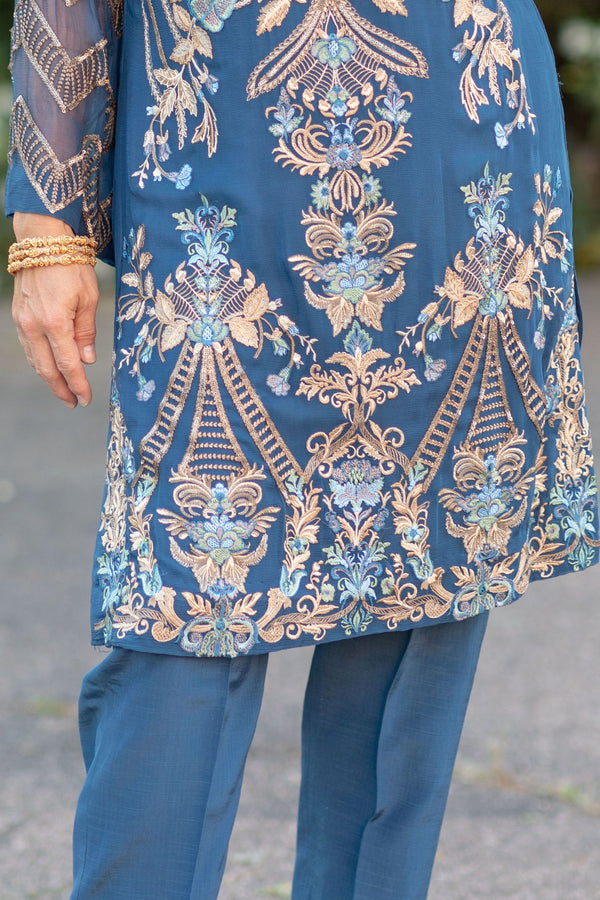 Blue Chiffon Salwar Kameez Suit - Trendz & Traditionz Boutique