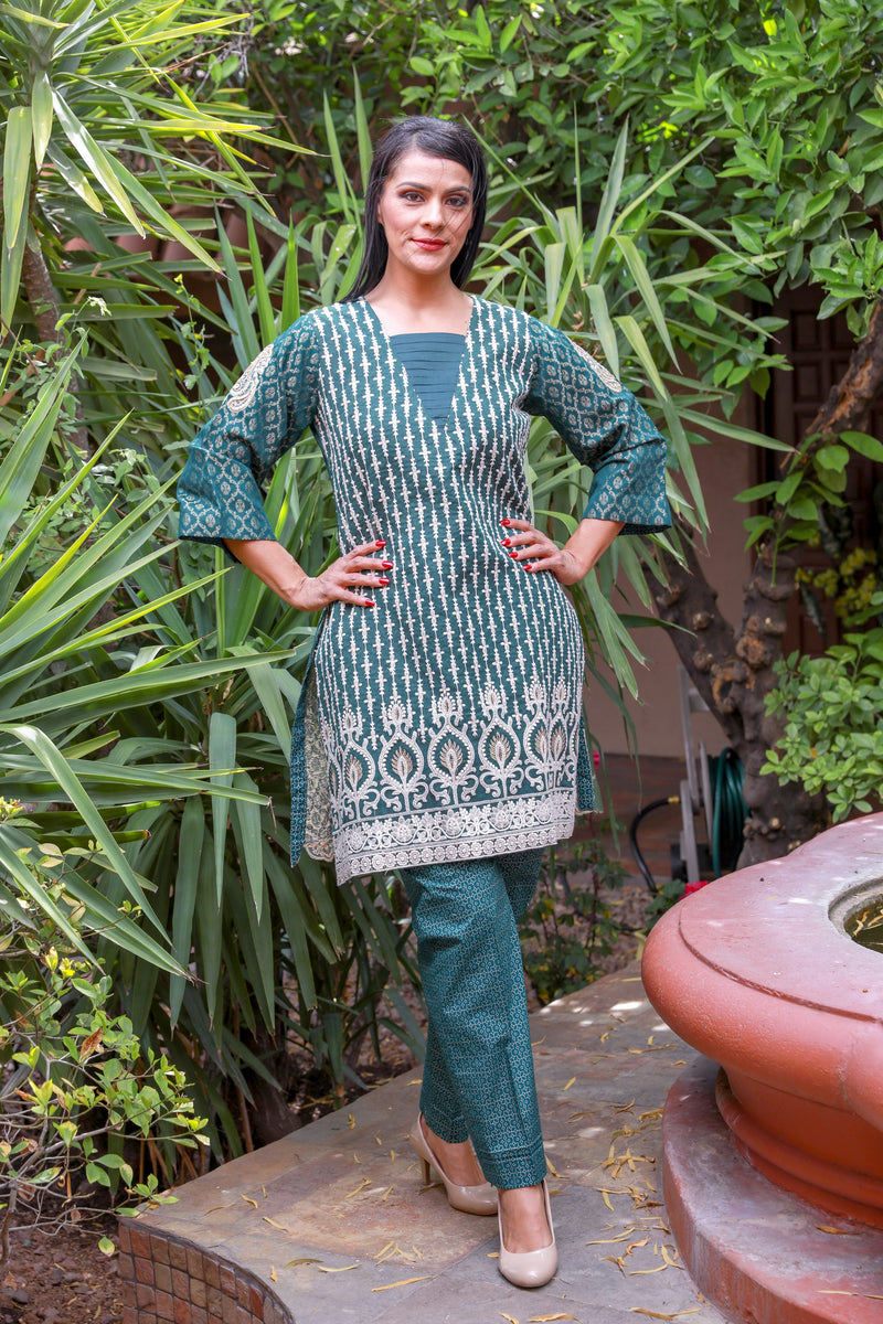 Ocean Blue Trelis Salwar Kameez Suit - Trendz & Traditionz Boutique