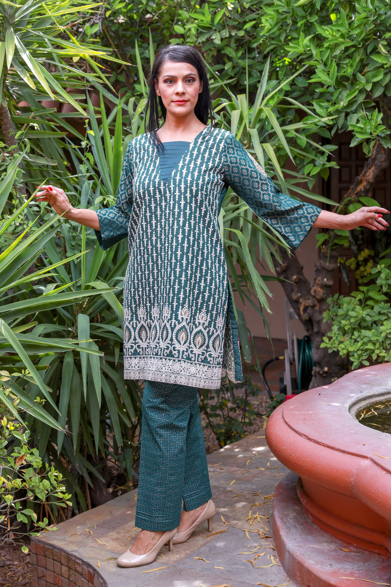 Ocean Blue Trelis Salwar Kameez Suit - Trendz & Traditionz Boutique