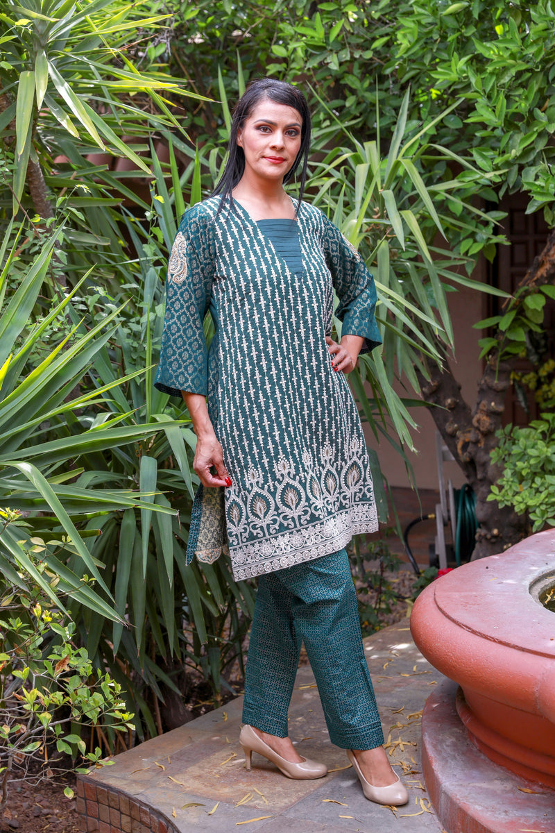 Ocean Blue Trelis Salwar Kameez Suit - Trendz & Traditionz Boutique