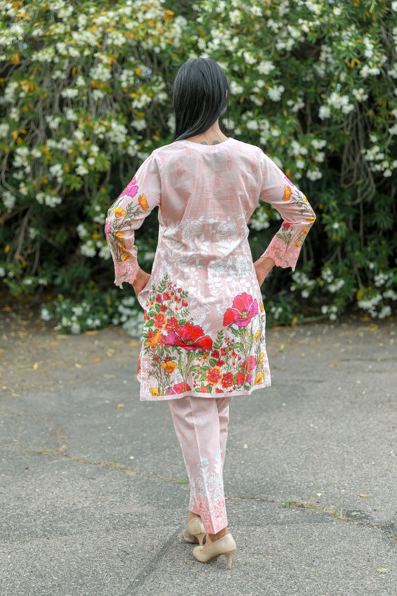 Pink Cotton Lawn Suit by Mina Hasan - Trendz & Traditionz Boutique 