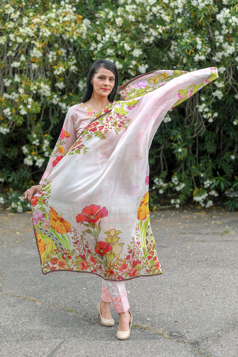 Pink Cotton Lawn Suit by Mina Hasan - Trendz & Traditionz Boutique 