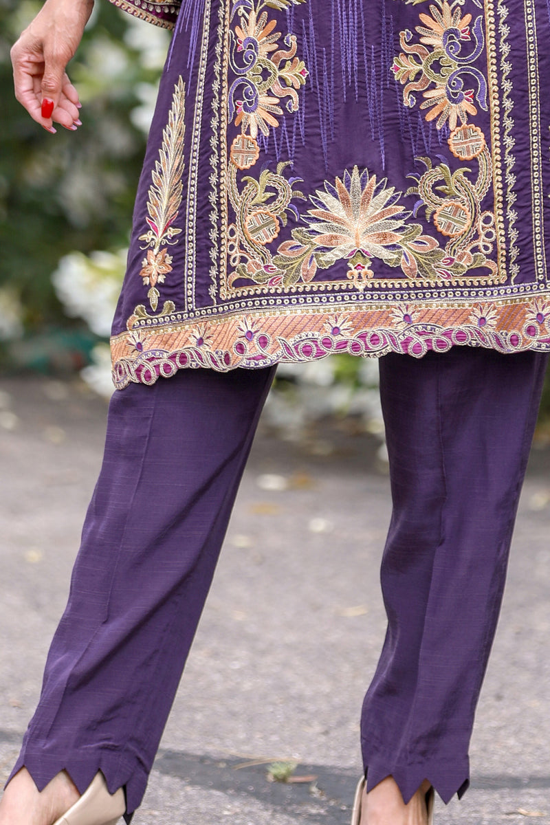 Purple Silk Rayon Mix Suit - Salwar Kameez - Trendz & Traditionz Boutique 