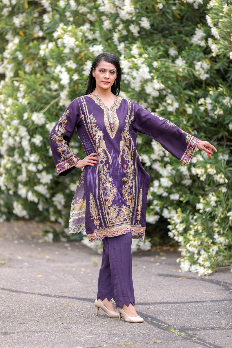 Purple Silk Rayon Mix Suit - Salwar Kameez - Trendz & Traditionz Boutique 