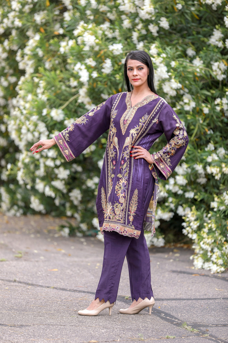 Purple Silk Rayon Mix Suit - Salwar Kameez - Trendz & Traditionz Boutique 