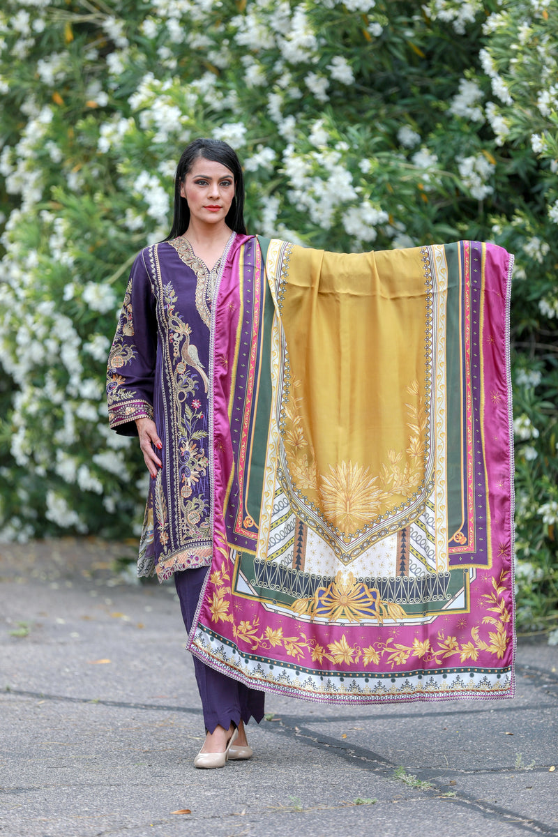 Purple Silk Rayon Mix Suit - Salwar Kameez - Trendz & Traditionz Boutique 