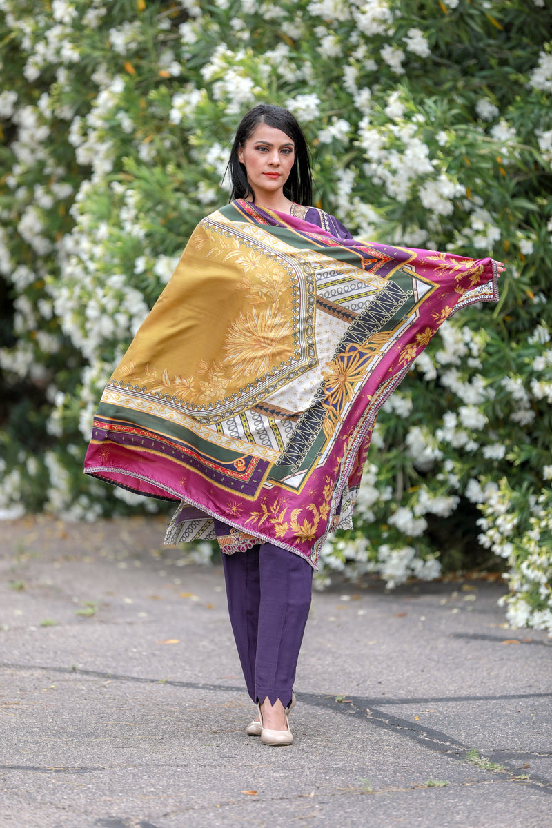 Purple Silk Rayon Mix Suit - Salwar Kameez - Trendz & Traditionz Boutique 
