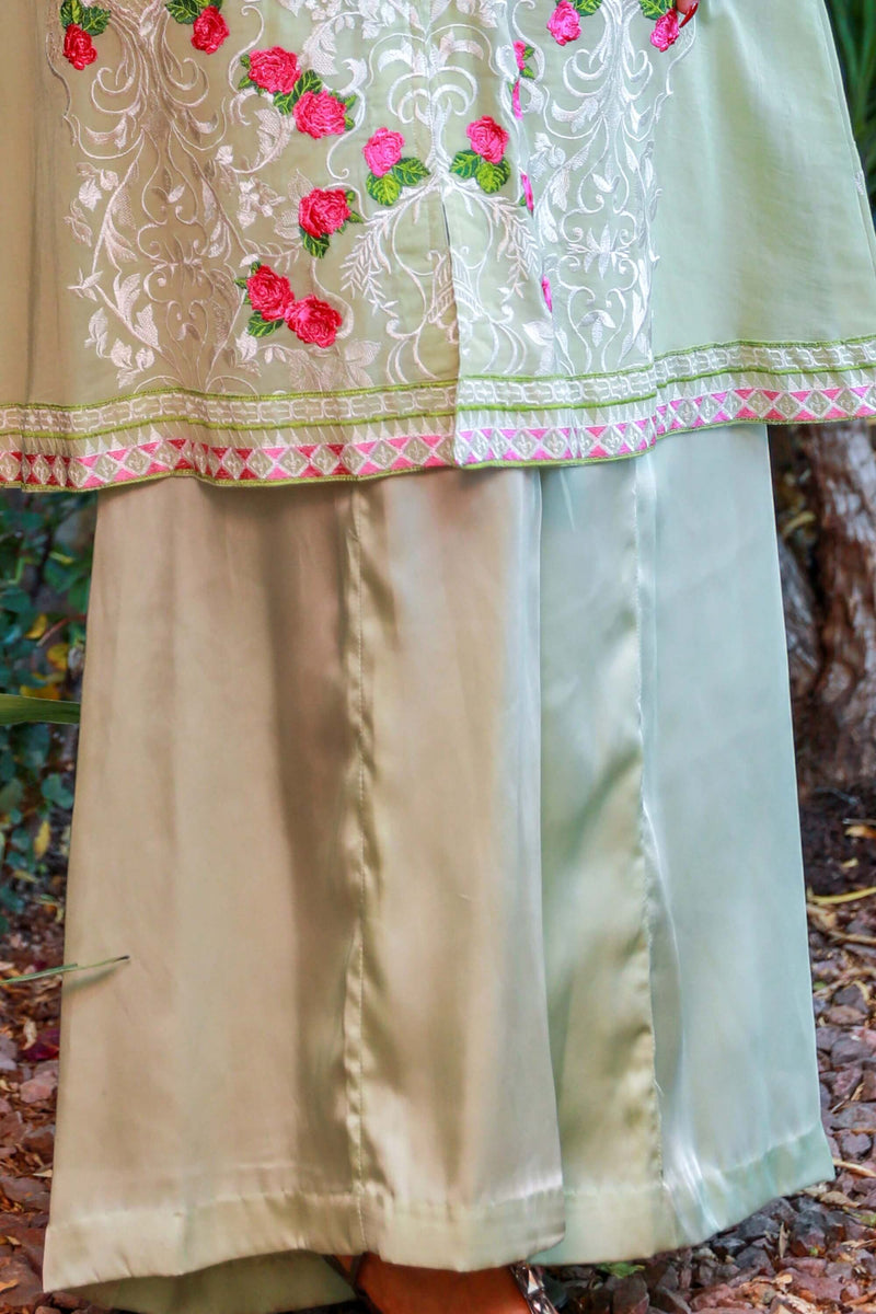 Light Green Swiss Lawn Suit-Salwar Kameez by Designer Gulahamed - Trendz & Traditionz Boutique 