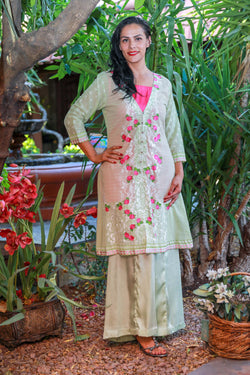 Light Green Swiss Lawn Suit-Salwar Kameez by Designer Gulahamed - Trendz & Traditionz Boutique 