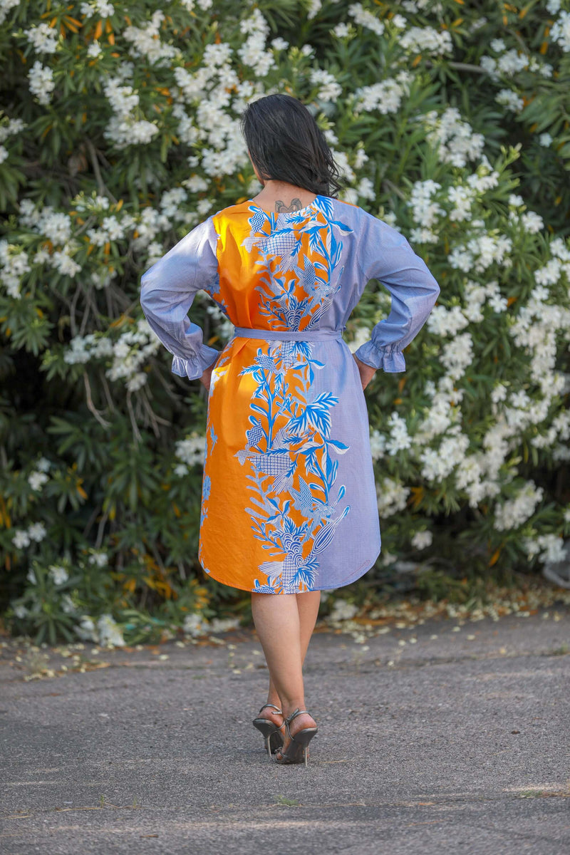 Long Sleeve Print Tie Dress - Trendz & Traditionz Boutique