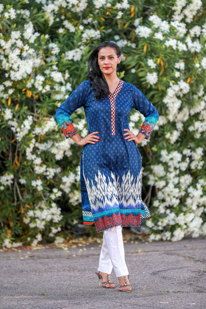 Blue Silk Salwar Kameez Suit - Trendz & Traditionz Boutique
