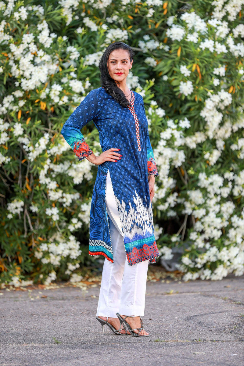 Blue Silk Salwar Kameez Suit - Trendz & Traditionz Boutique
