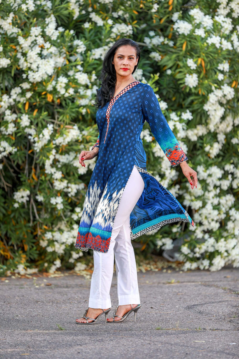 Blue Silk Salwar Kameez Suit - Trendz & Traditionz Boutique