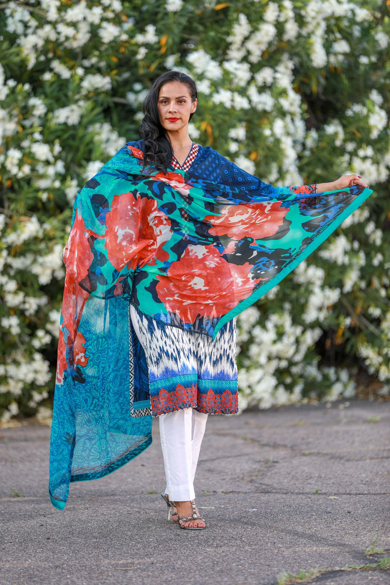 Blue Silk Salwar Kameez Suit - Trendz & Traditionz Boutique