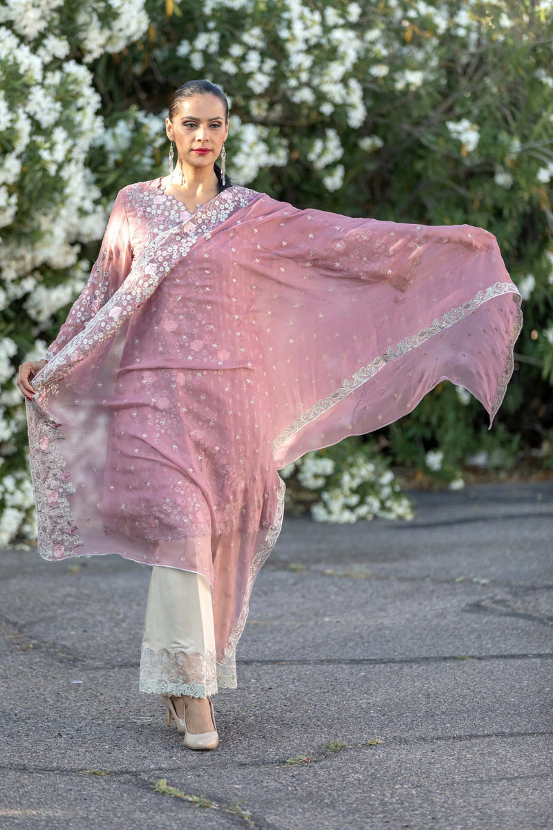 Pink Chiffon Salwar Kameez Suit - Trendz & Traditionz Boutique