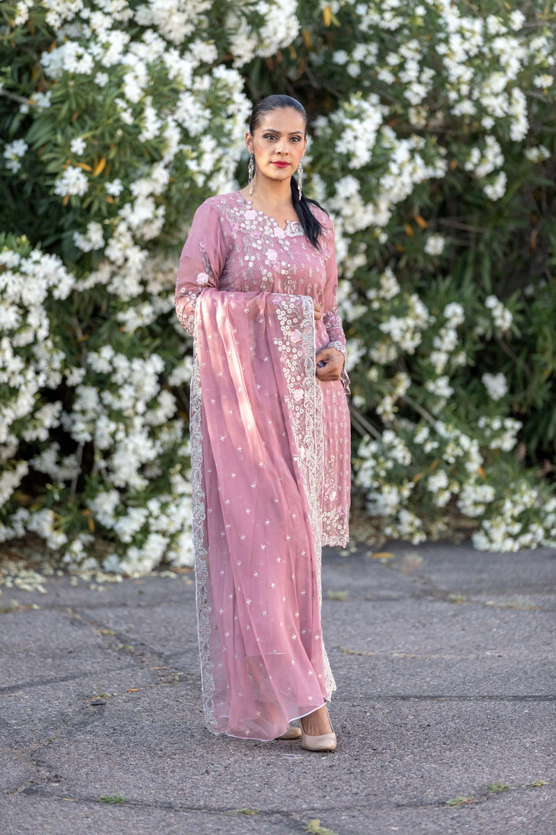 Pink Chiffon Salwar Kameez Suit - Trendz & Traditionz Boutique