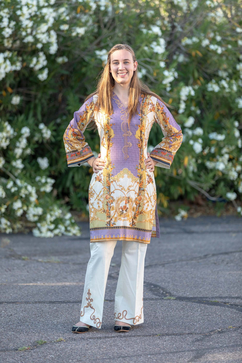 Elan Mauve Suit Lawn-Cotton Suit - Trendz & Traditionz Boutique