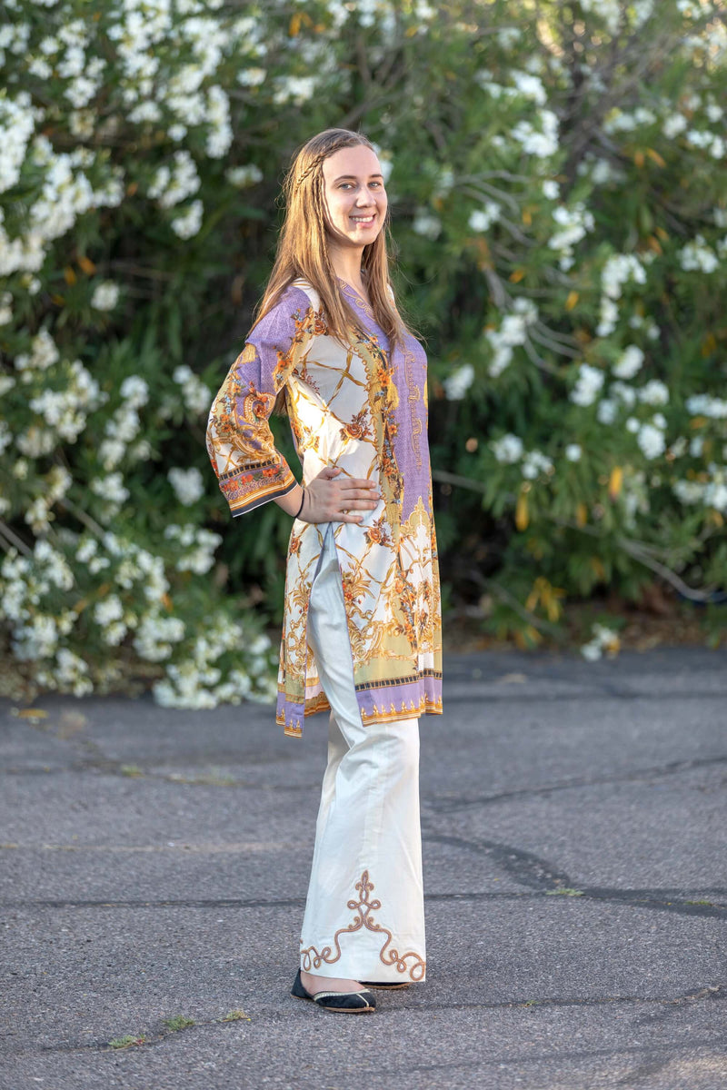 Elan Mauve Suit Lawn-Cotton Suit - Trendz & Traditionz Boutique