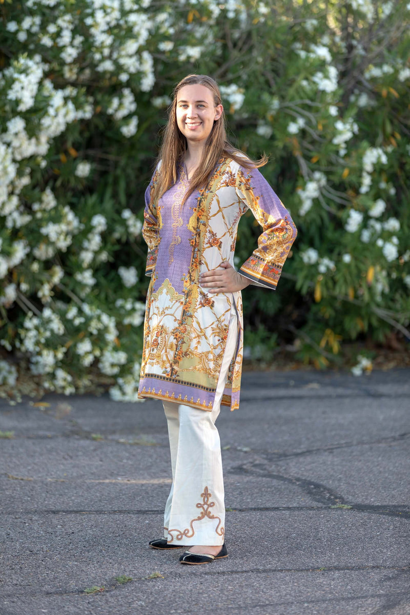 Elan Mauve Suit Lawn-Cotton Suit - Trendz & Traditionz Boutique