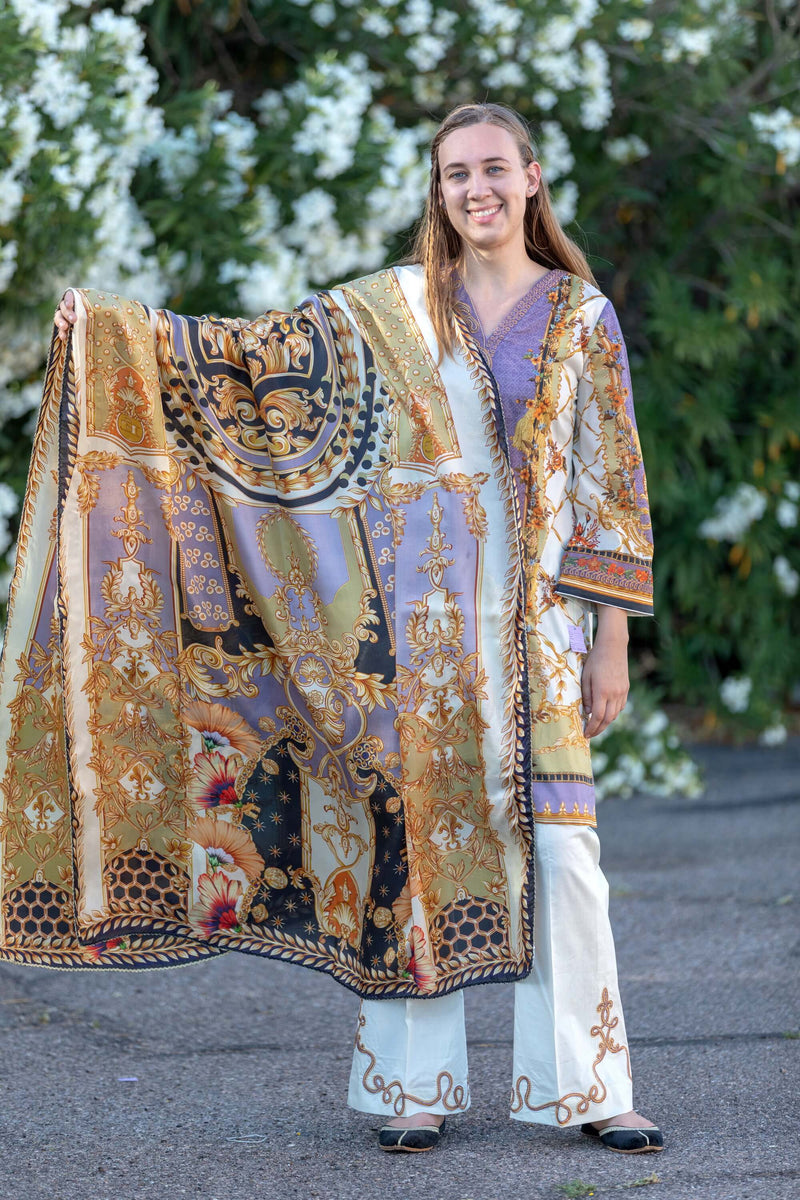 Elan Mauve Suit Lawn-Cotton Suit - Trendz & Traditionz Boutique
