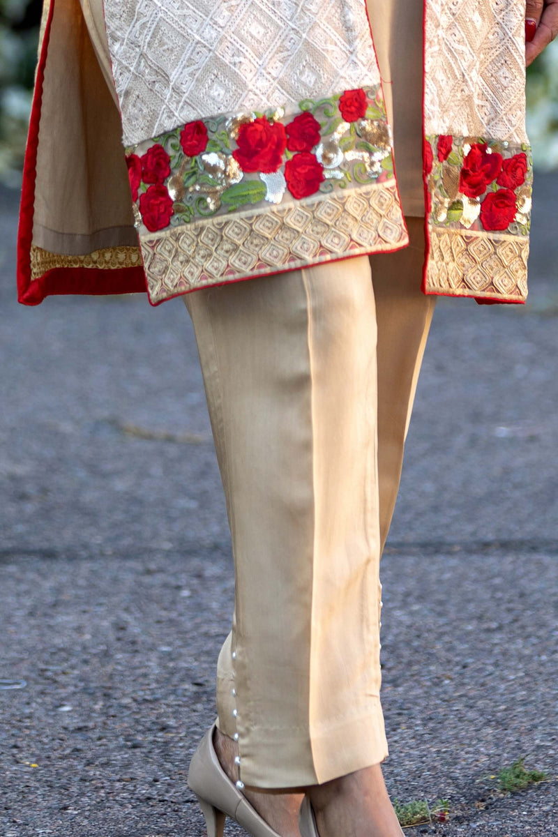 Tan Embroidery Cotton Suit- Trendz & Traditionz Boutique