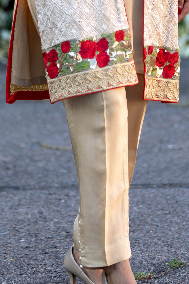 Tan Embroidery Cotton Suit- Trendz & Traditionz Boutique