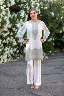 White Chiffon Salwar Kameez Suit - Trendz & Traditionz Boutique