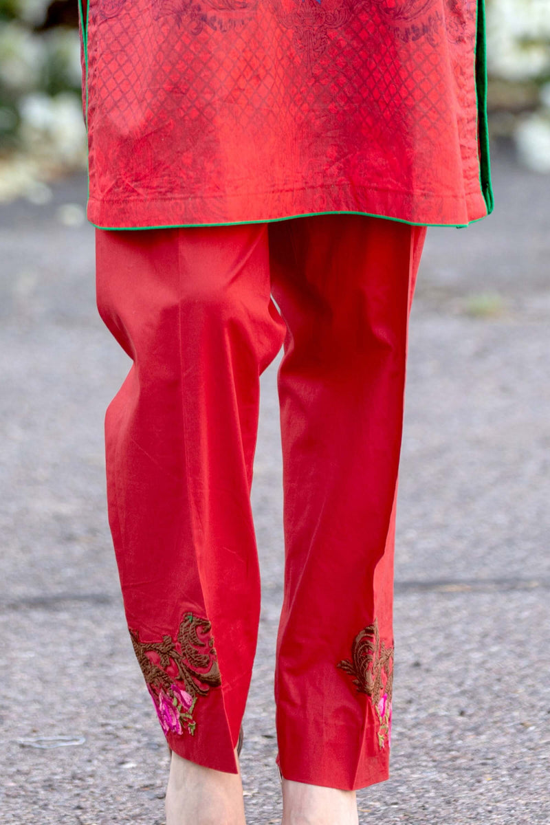 Red Chiffon Salwar Kameez Suit- Trendz & Traditionz Boutique