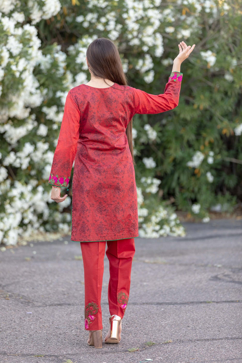 Red Chiffon Salwar Kameez Suit- Trendz & Traditionz Boutique