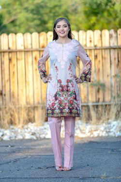 Pink Floral Print Salwar Kameez Suit - Trendz & Traditionz Boutique