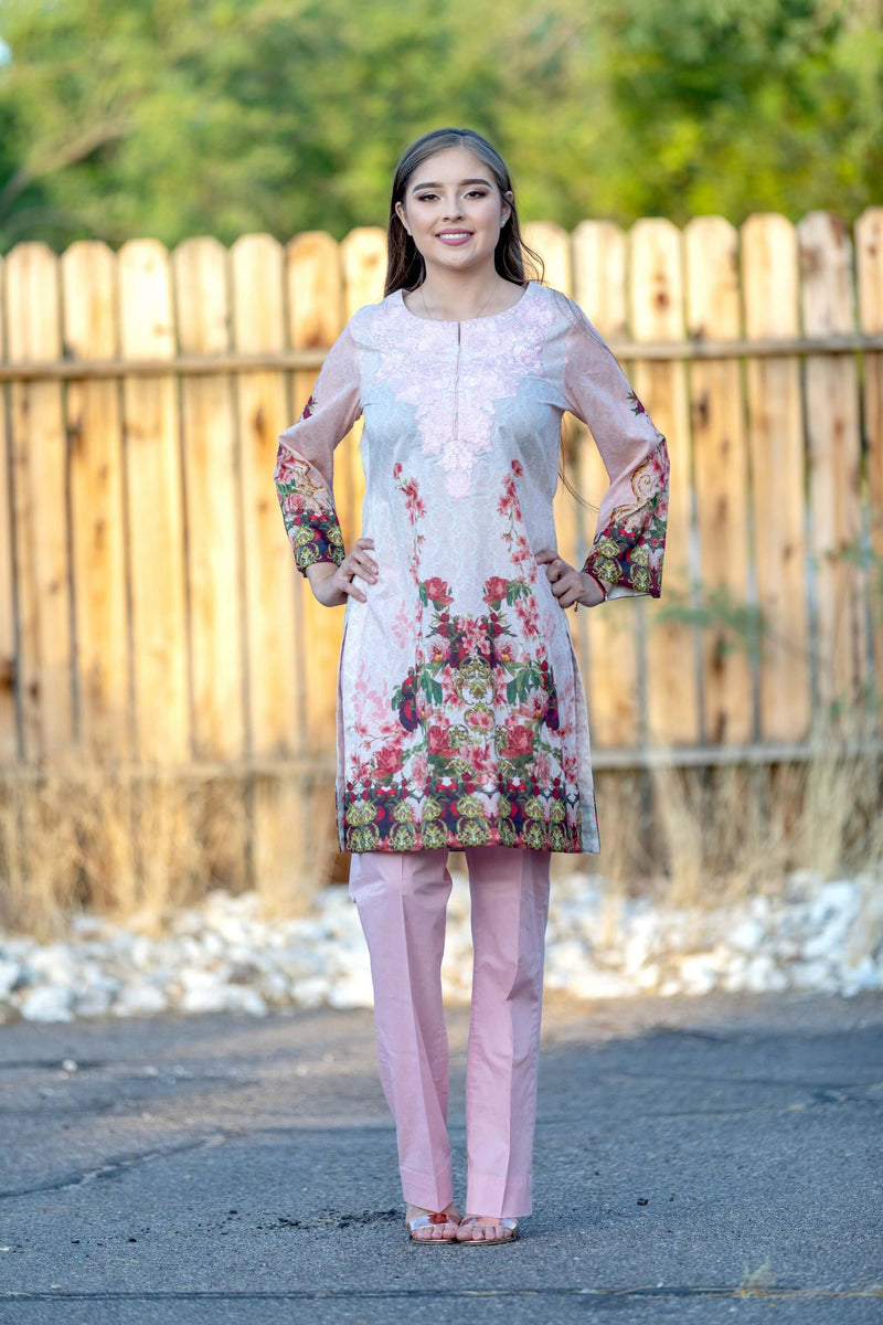 Pink Floral Print Salwar Kameez Suit - Trendz & Traditionz Boutique