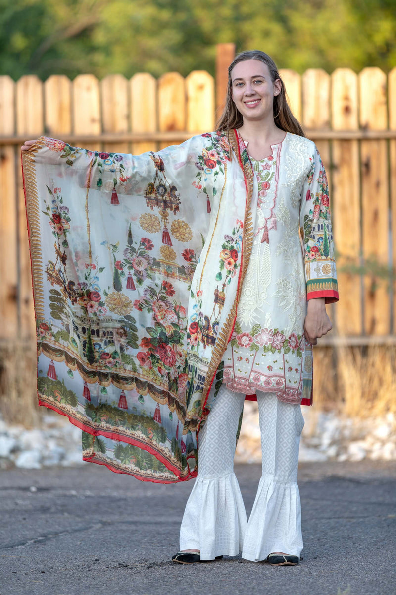 White Embroidered Salwar Kameez Suit - Trendz & Traditionz Boutique 