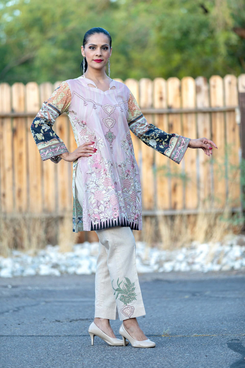 Dusty Pink Designer Cotton Silk Salwar Kameez Suit - Trendz & Traditionz Boutique 