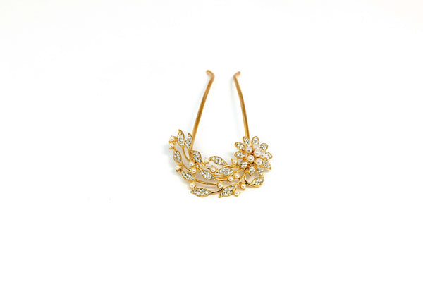 Gold Floral Hair Pin - Trendz & Traditionz Boutique