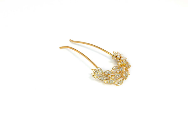 Gold Floral Hair Pin - Trendz & Traditionz Boutique