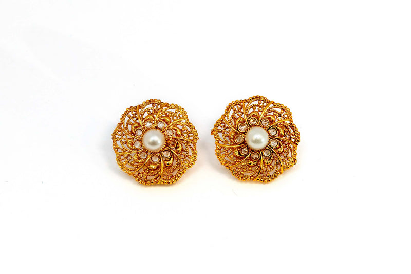 Gold Beaded Stud Earrings - Trendz & Traditionz Boutique